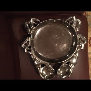 BRAND NEW CRAB SILVER METAL PLATTER